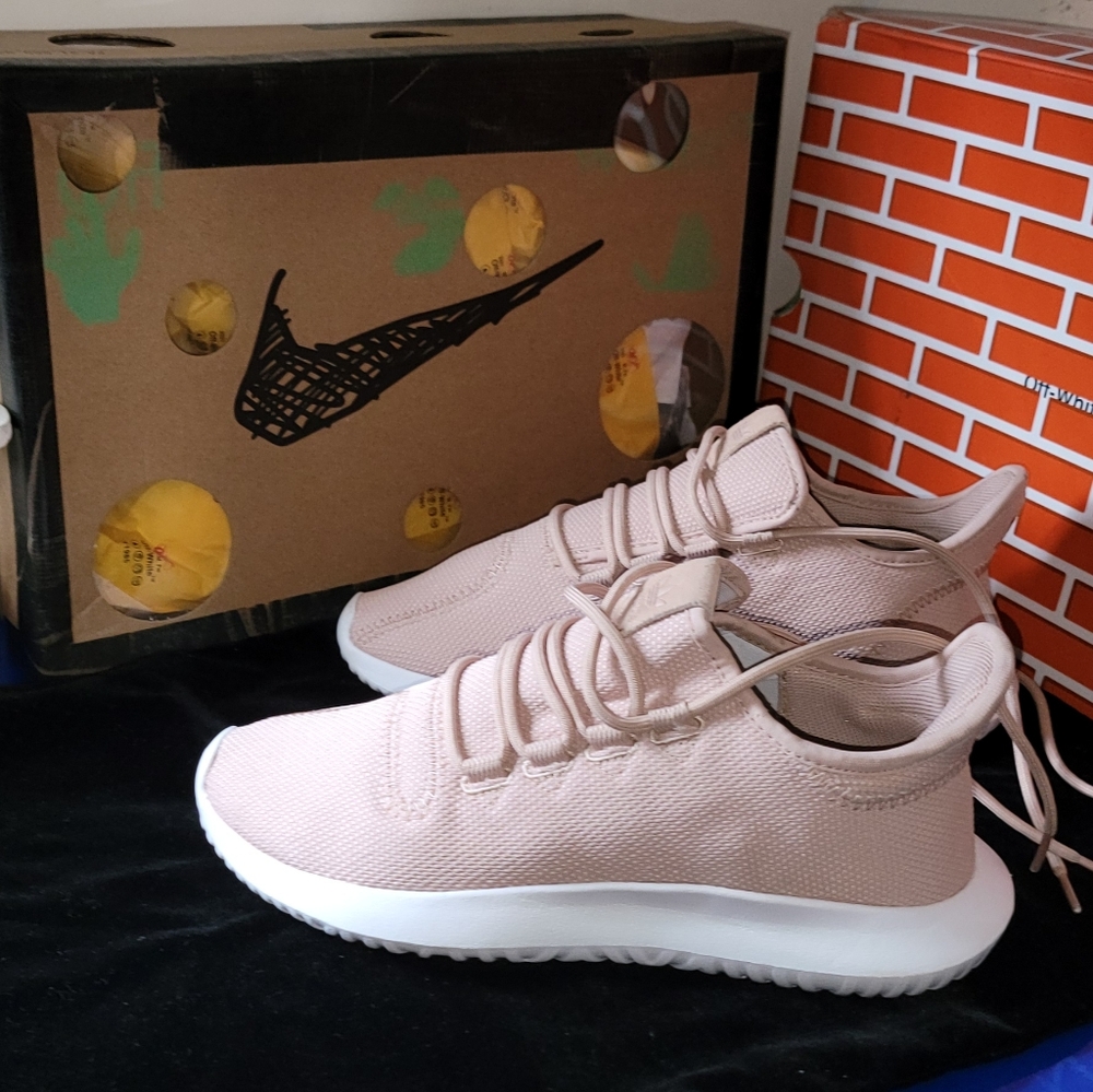 Adidas Pink and White Sneakers